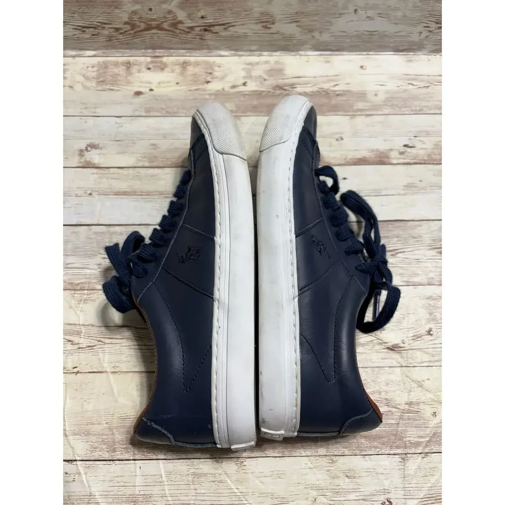 Polo Ralph Lauren Leather Low-Top Sneakers Men's Size 6 Navy Blue Brown